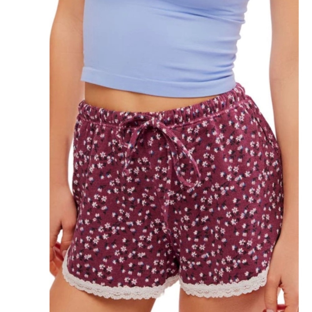 SUGAR DREAMS THERMAL KNIT PAJAMA SHORTS IN RED SIZE‎ L